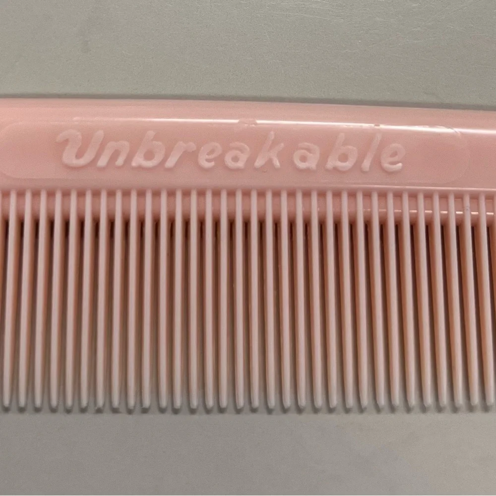 Vintage Unbreakable Nylon Plastic Pink Hair Comb